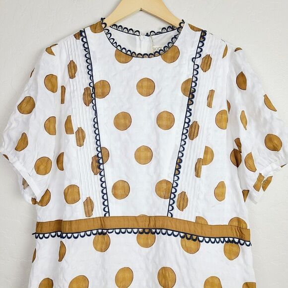 NWT Roolee Mom Dress White Gold Polka Dot Printed Lined Midi Size XXL Back Zip - Picture 3 of 8